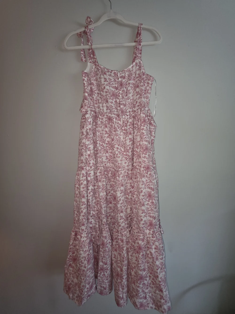 Francesca's Collections Pink Floral Tie-Shoulder Midi Dress - Picture 4 of 8